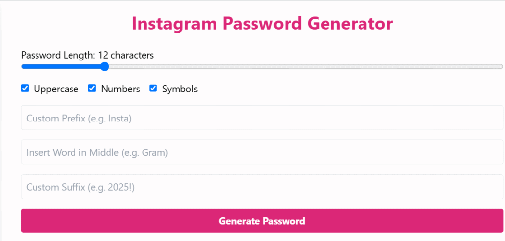 instagram password generator